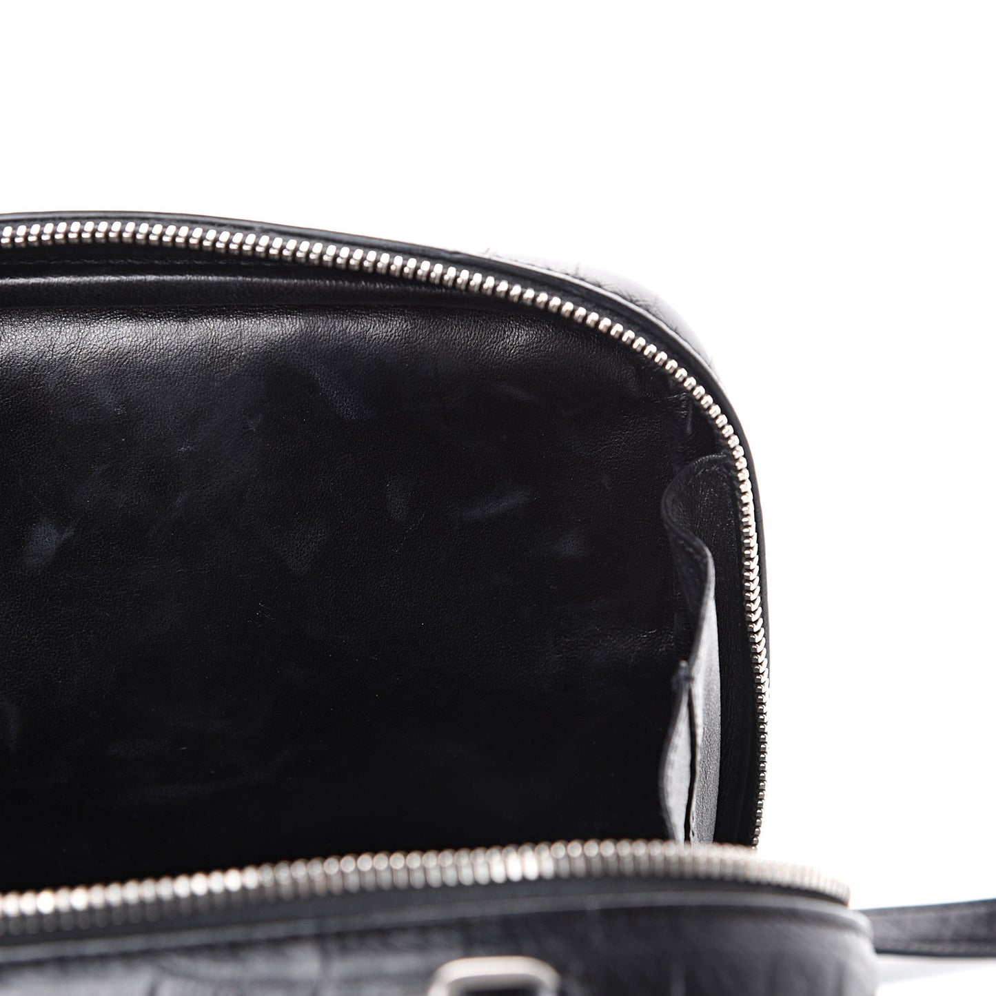 Calfskin Crocodile Embossed Monogram Lunch Box Bag Black