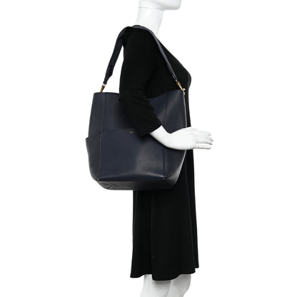Celine Soft Grained Calfskin Sangle Bucket Bag Navy Blue 2 of 15