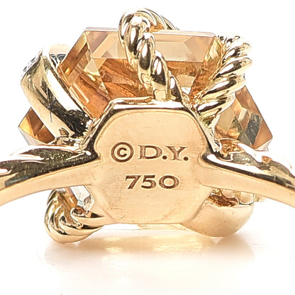 David Yurman 18K Yellow Gold Champagne Citrine Diamond 10mm Cable Wrap Ring 59 8.75 4 of 4