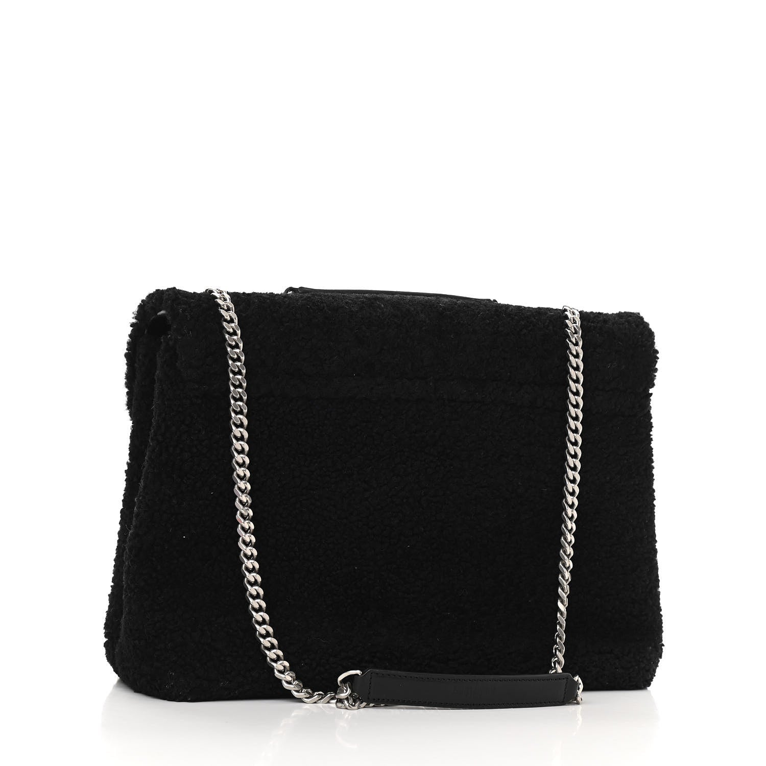 Saint Laurent Shearling Monogram Medium Loulou Shoulder Bag Black 3 of 9