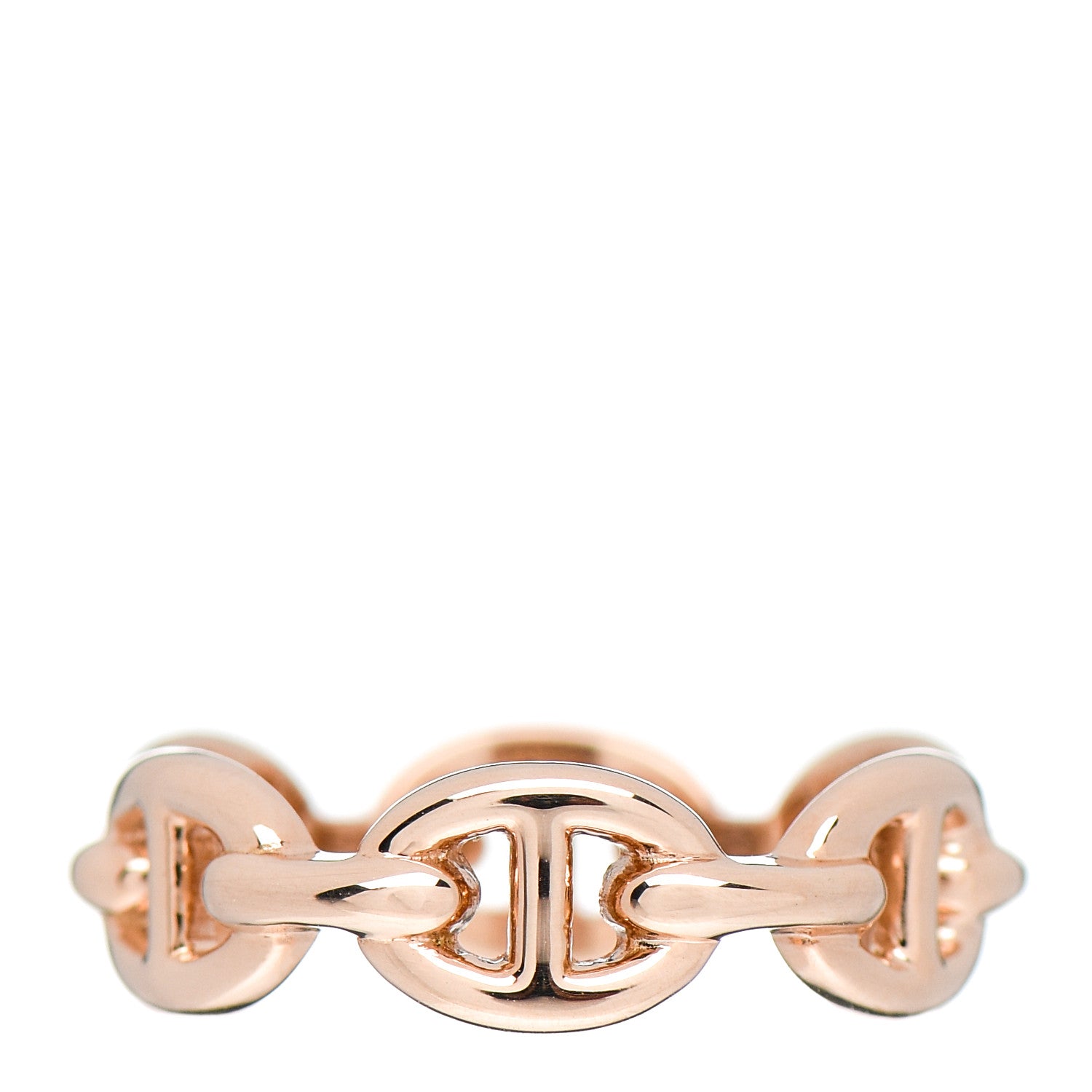 Hermes 18K Rose Gold PM Chaine D'Ancre Enchainee Ring 52 6 1 of 5
