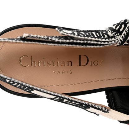 Christian Dior Canvas Bandana Ribbon Embroidered J'Adior Slingback 100mm Pumps 37.5 Black Red 8 of 13