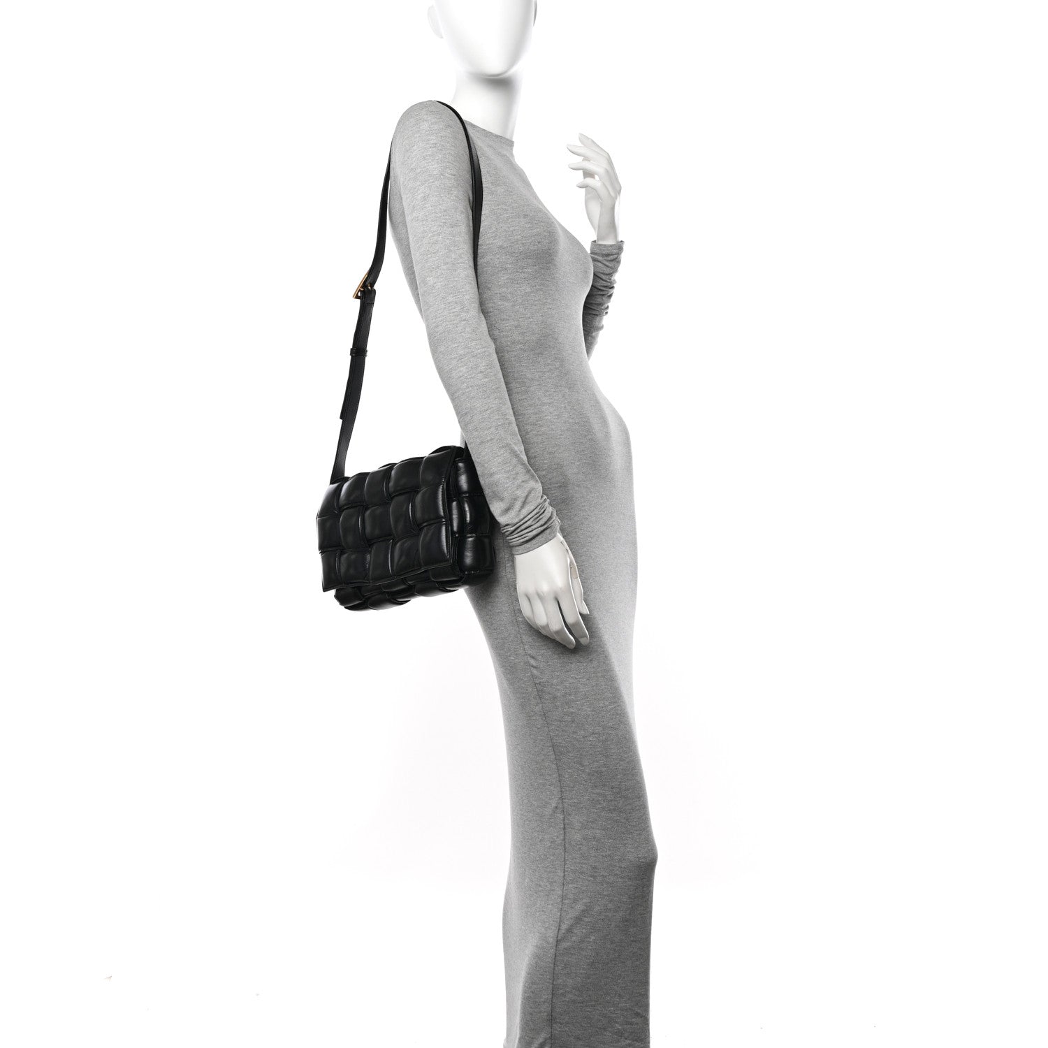 Bottega Veneta Paper Calfskin Maxi Intreccio Padded Cassette Crossbody Black 2 of 12