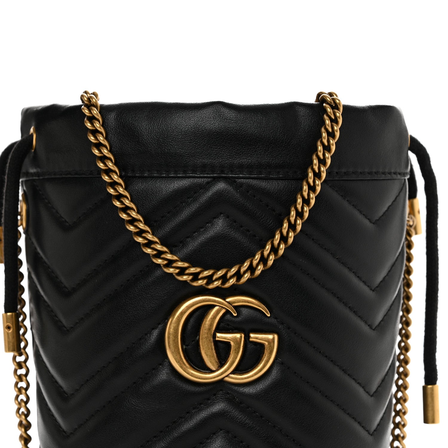 Gucci Calfskin Matelasse Mini GG Marmont 2.0 Bucket Bag Black 8 of 12