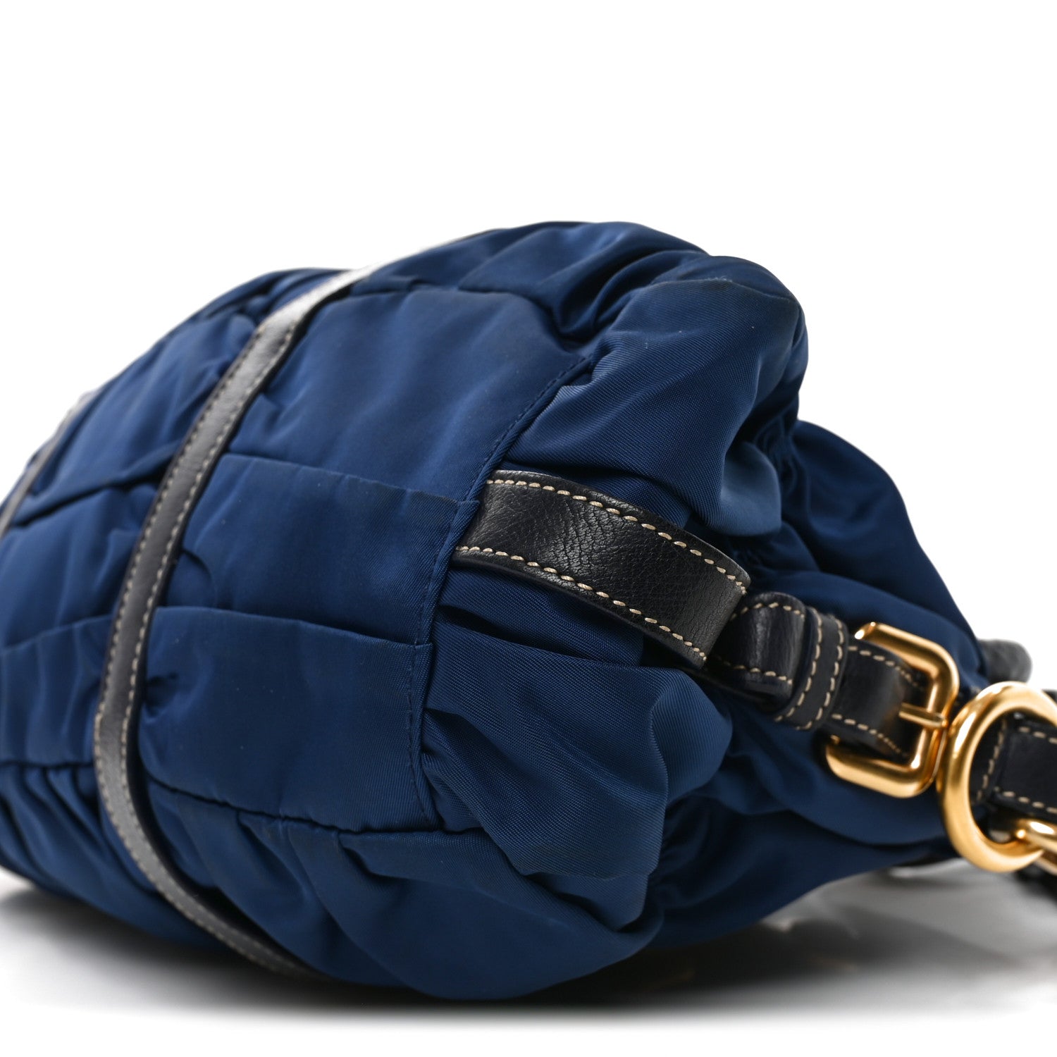 Prada Tessuto Nylon Nappa Braided Gaufre Shoulder Bag Bluette 9 of 10