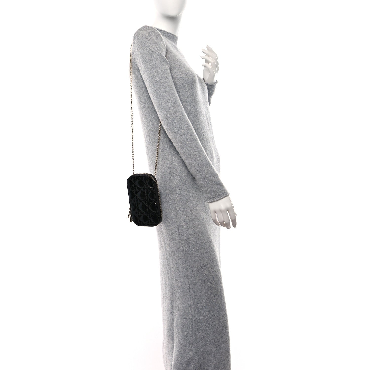 Christian Dior Patent Cannage Lady Dior Phone Holder Black 2 of 10