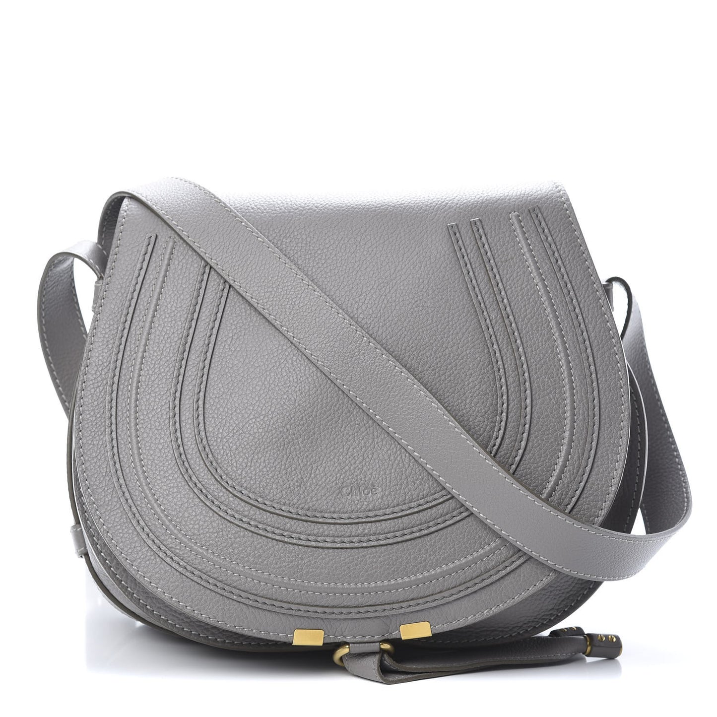 Calfskin Medium Marcie Round Crossbody Bag Cashmere Grey