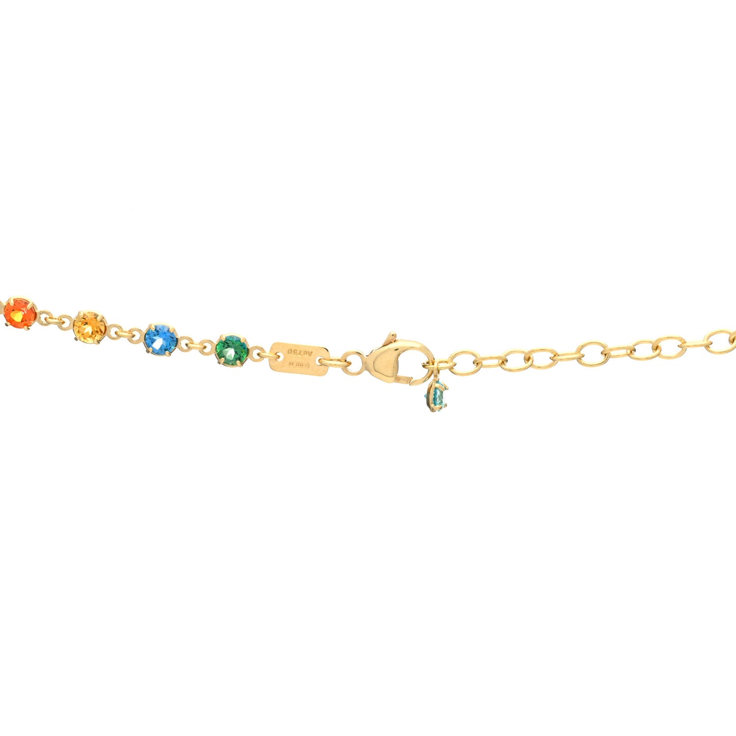 18K Yellow Gold Multistone Running GG Pendant Necklace