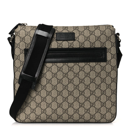 Gucci GG Supreme Monogram Flat Messenger Bag Black 1 of 13
