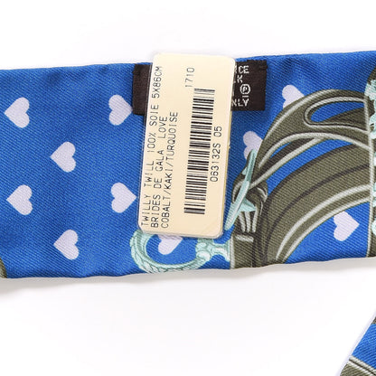 Hermes Silk Brides De Gala Love Twilly Cobalt Kaki Turquoise 3 of 4