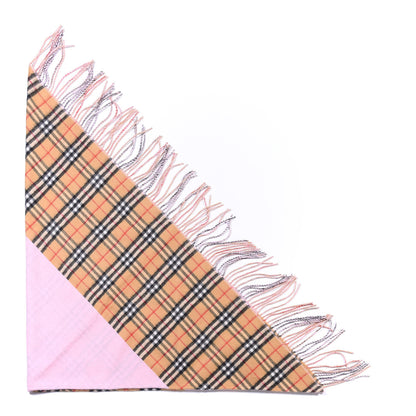 Burberry Cashmere Fluorescent Vintage Check Bandana Scarf Bright Peony 1 of 3