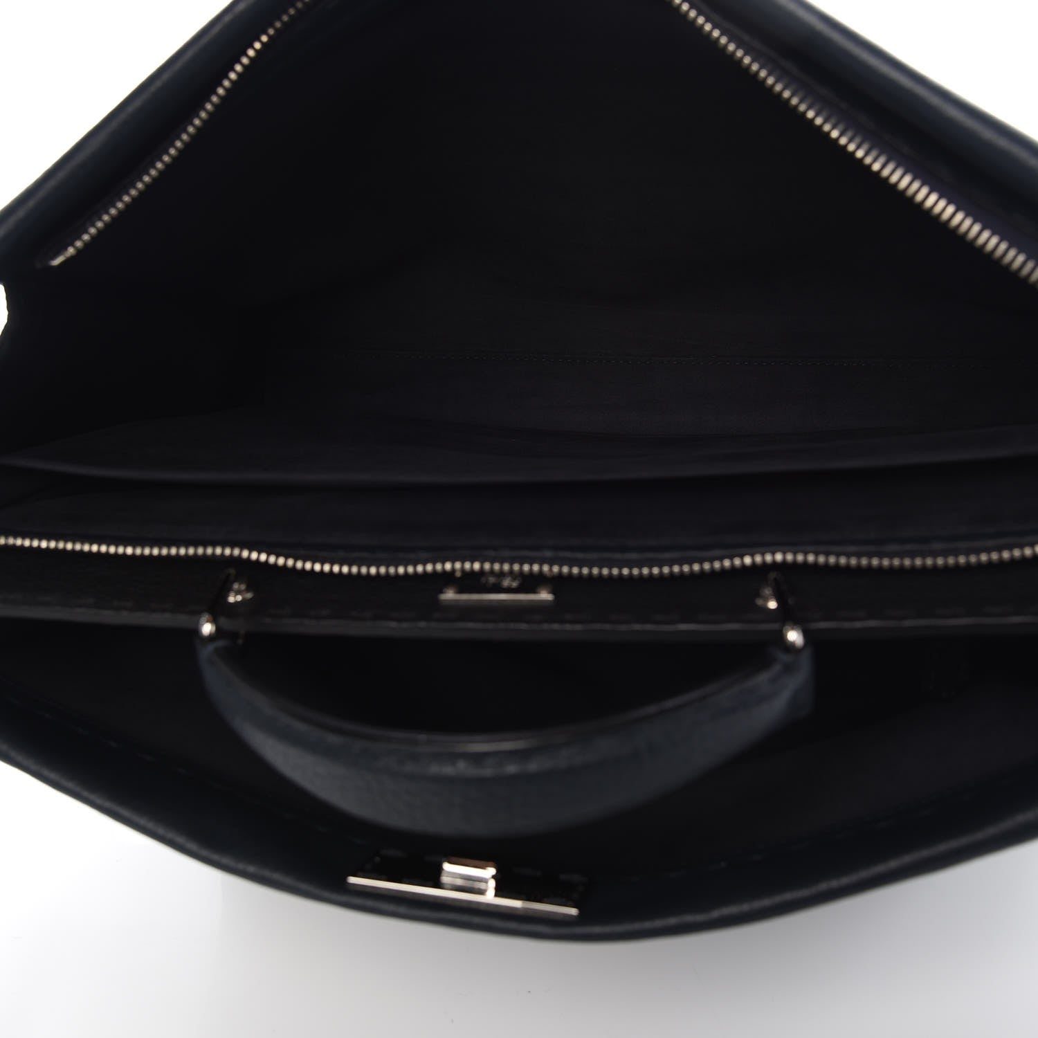 Fendi Cuoio Romano Selleria Bi-Color Large Mens Peekaboo Iconic Essential Satchel Lavagna Black 6 of 8