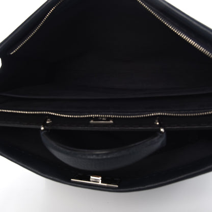 Fendi Cuoio Romano Selleria Bi-Color Large Mens Peekaboo Iconic Essential Satchel Lavagna Black 6 of 8