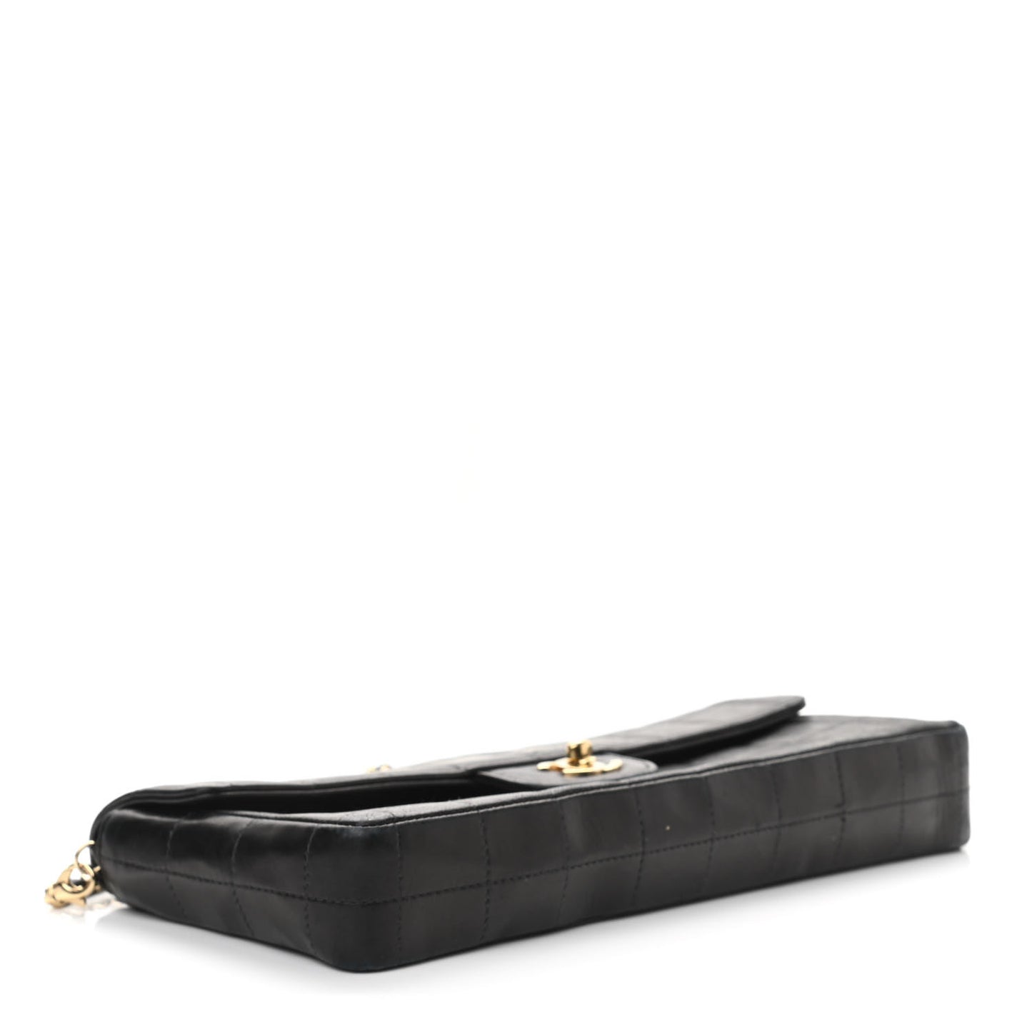 Lambskin East West Chocolate Bar Flap Black
