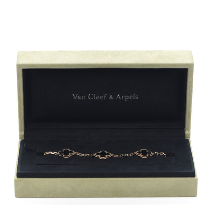 Van Cleef & Arpels 18K Yellow Gold Black Onyx 5 Motifs Vintage Alhambra Bracelet 7 of 7