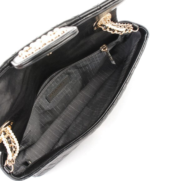 Lambskin Quilted Medium Westminster Pearl Flap Black