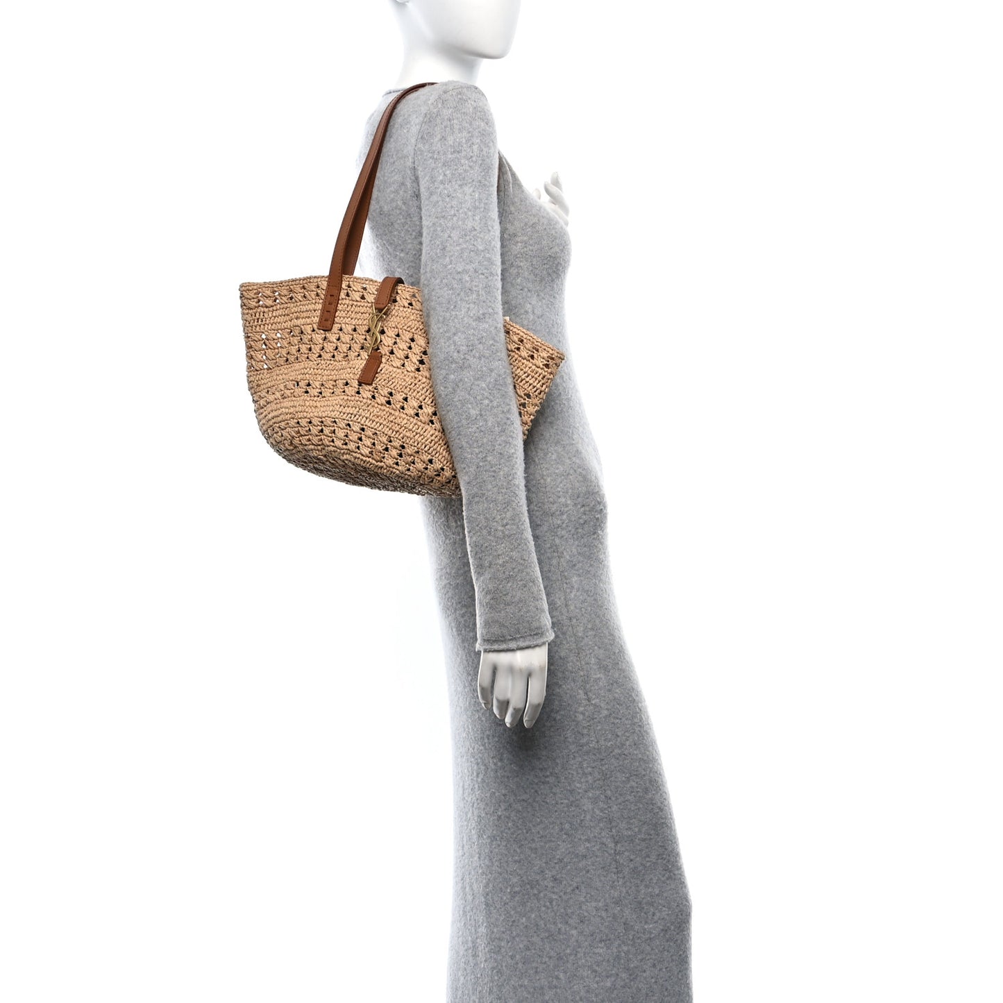 Raffia Calfskin Small Panier Tote Naturel