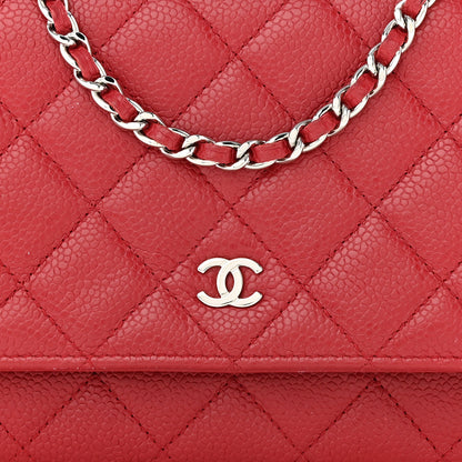 Chanel Caviar Quilted Wallet On Chain WOC Red 9 of 14