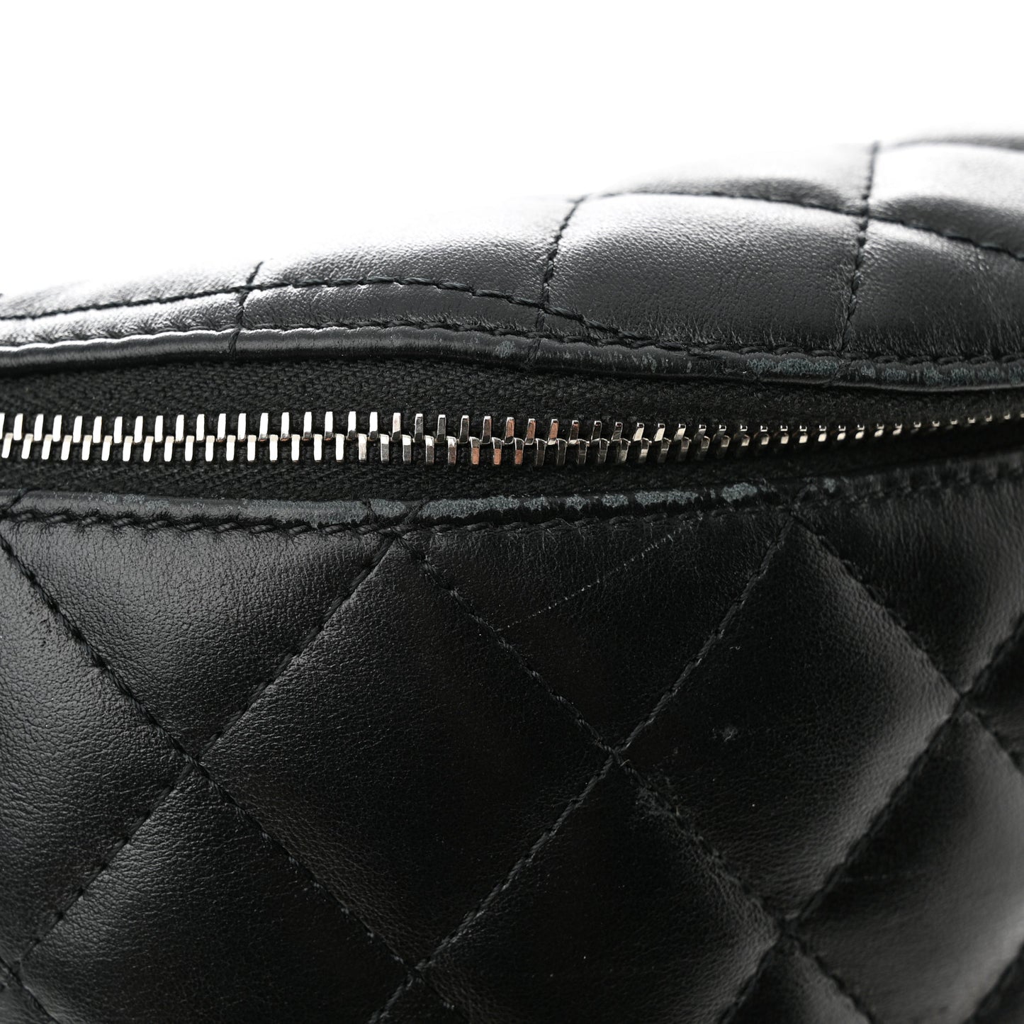 Lambskin Quilted Waist Belt Bag Black