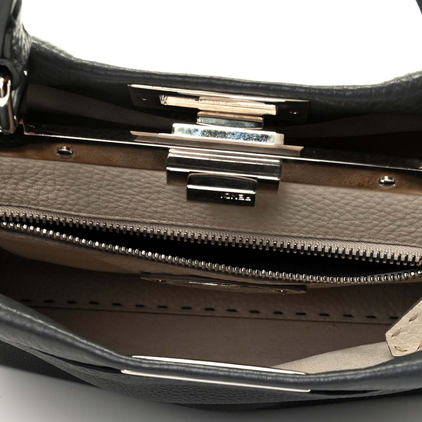 Cuoio Romano Selleria Bi-Color Medium Peekaboo Iconic Satchel Asfalto Latte