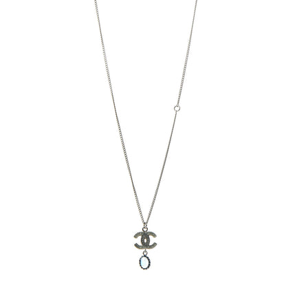 Chanel Enamel CC Drop Necklace Silver 1 of 6