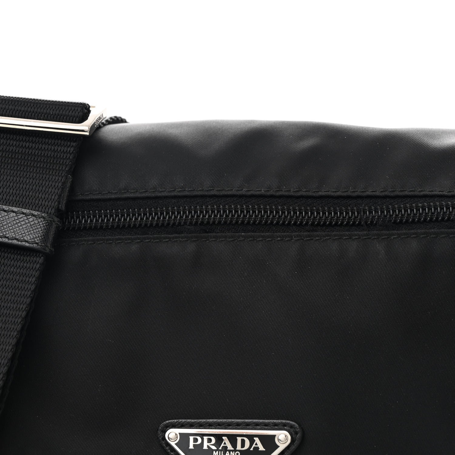 Prada Tessuto Nylon Saffiano Double Buckle Messenger Shoulder Bag Black 8 of 11