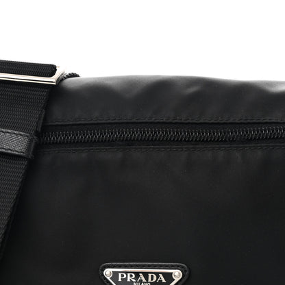 Prada Tessuto Nylon Saffiano Double Buckle Messenger Shoulder Bag Black 8 of 11