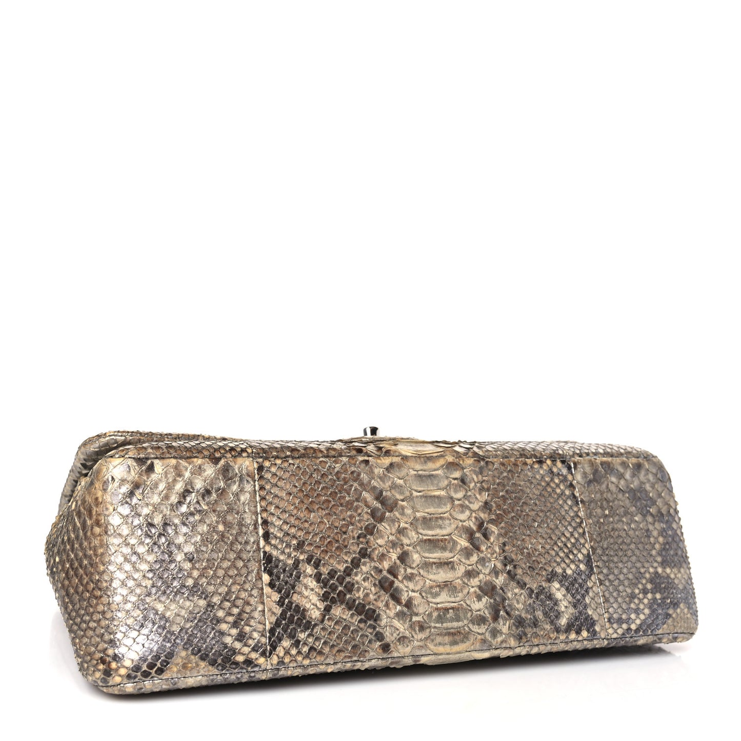 Snakeskin Jumbo Double Flap Light Beige Multicolor