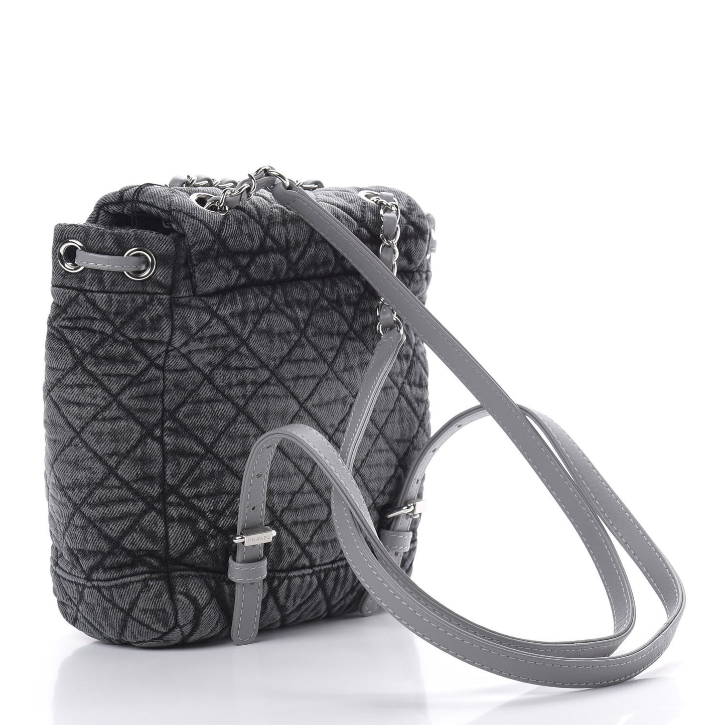 Washed Denim Quilted Denimpression Backpack Lilac Black