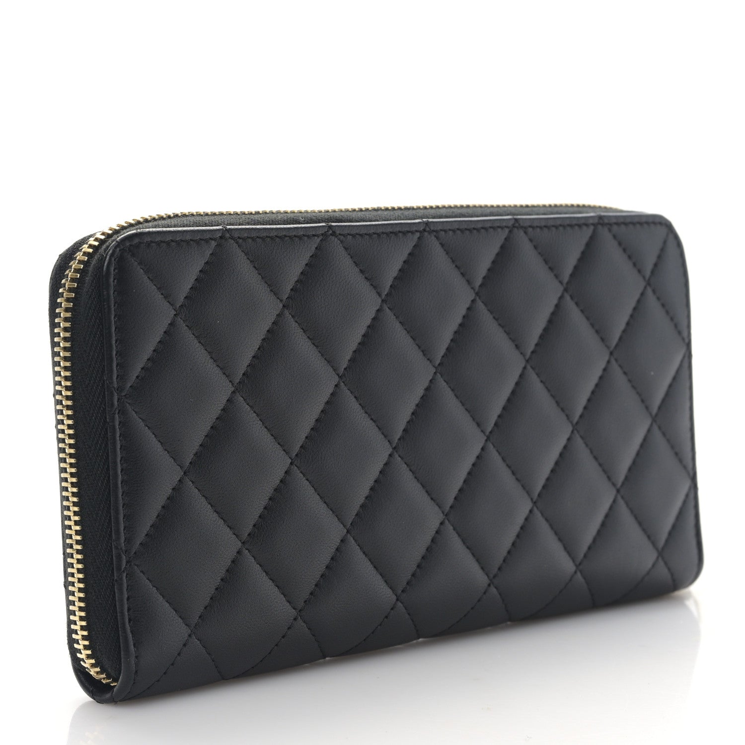 Chanel Lambskin Quilted Large Gusset Zip Around Wallet Black 3 of 11