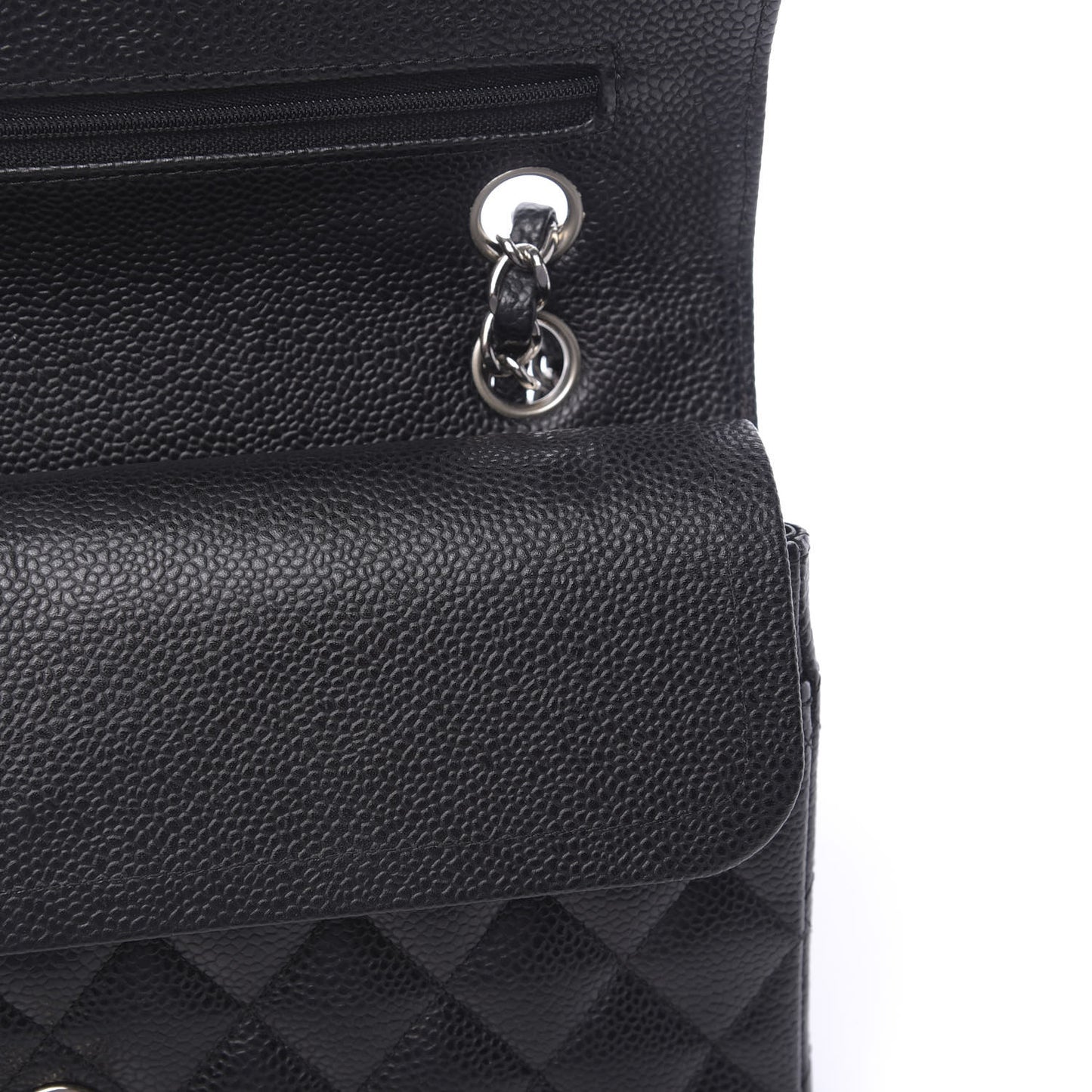 Caviar Quilted Medium Double Flap Black