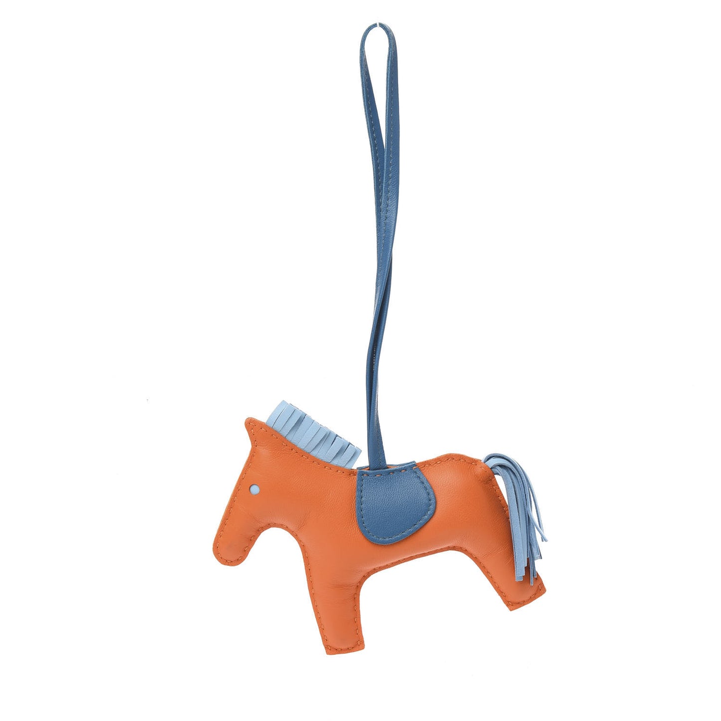 Milo Lambskin Grigri Rodeo Horse Bag Charm MM Feu Celeste Bleu Izmir