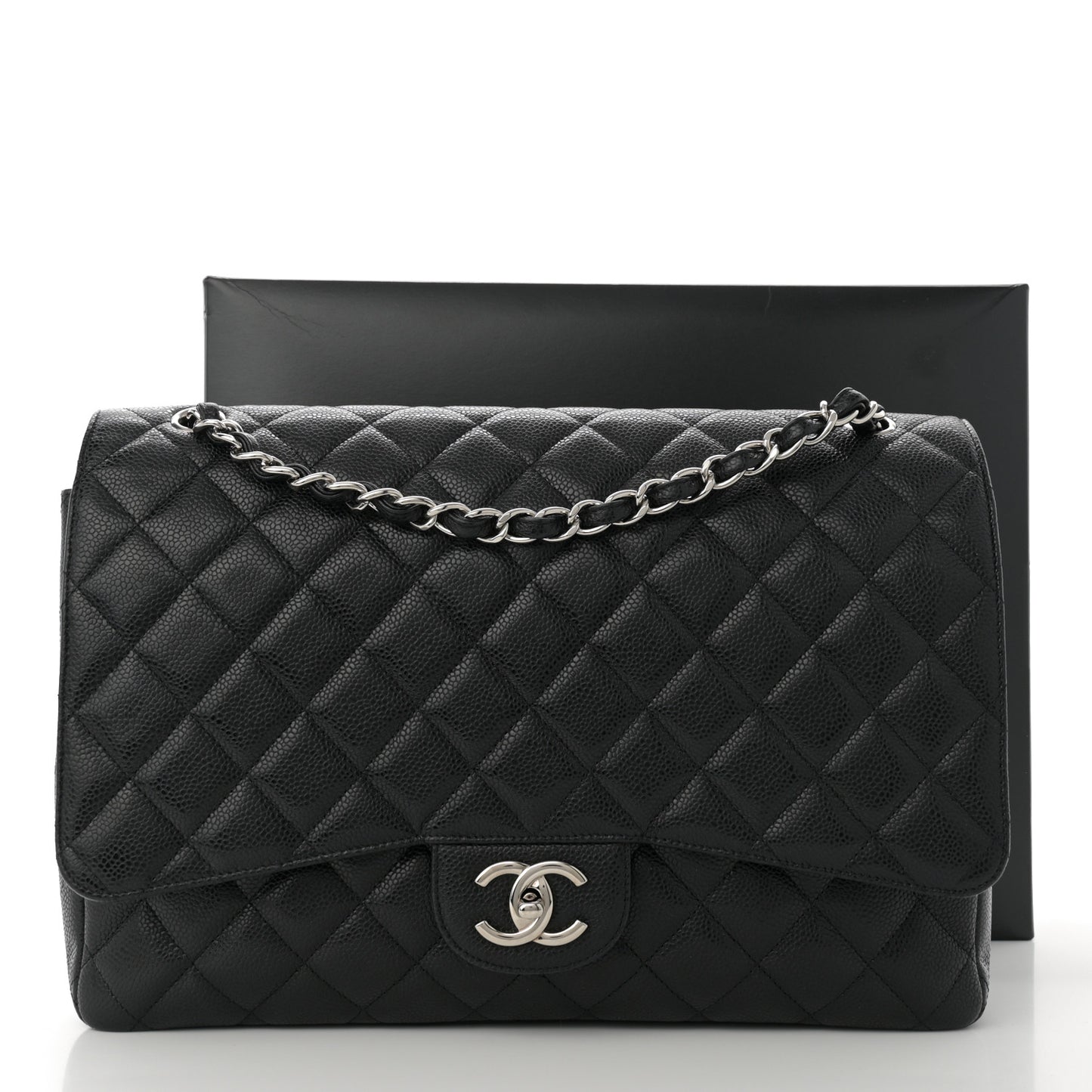 Caviar Quilted Maxi Double Flap Black