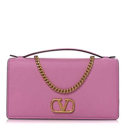 Valentino Garavani Grainy Calfskin VLogo Top Handle Wallet With Chain Feminine Pink 1 of 8