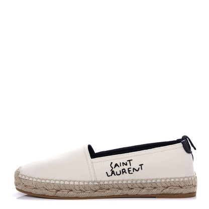 Saint Laurent Canvas Nappa Elba Light Logo Embroidered Espadrilles 36.5 Panna 1 of 11