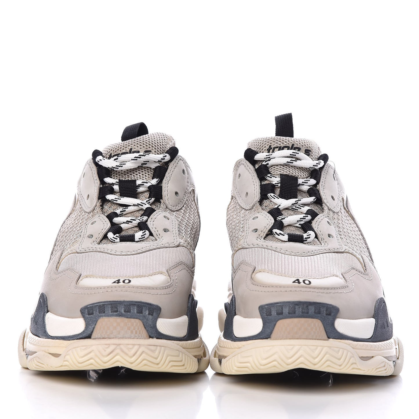 Fabric Mesh Womens Triple S Sneakers 40 Beige Black