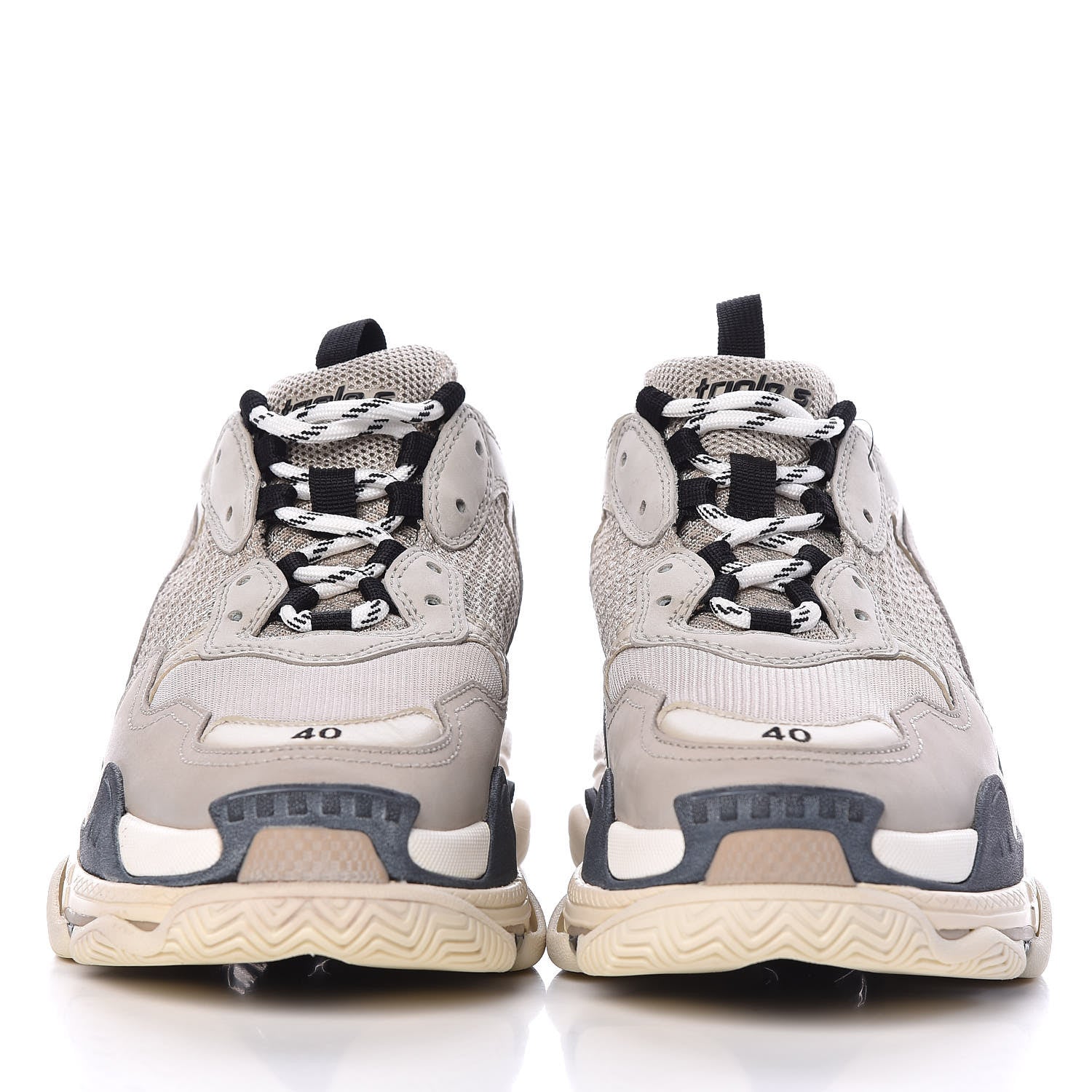 Balenciaga Fabric Mesh Womens Triple S Sneakers 40 Beige Black 3 of 9