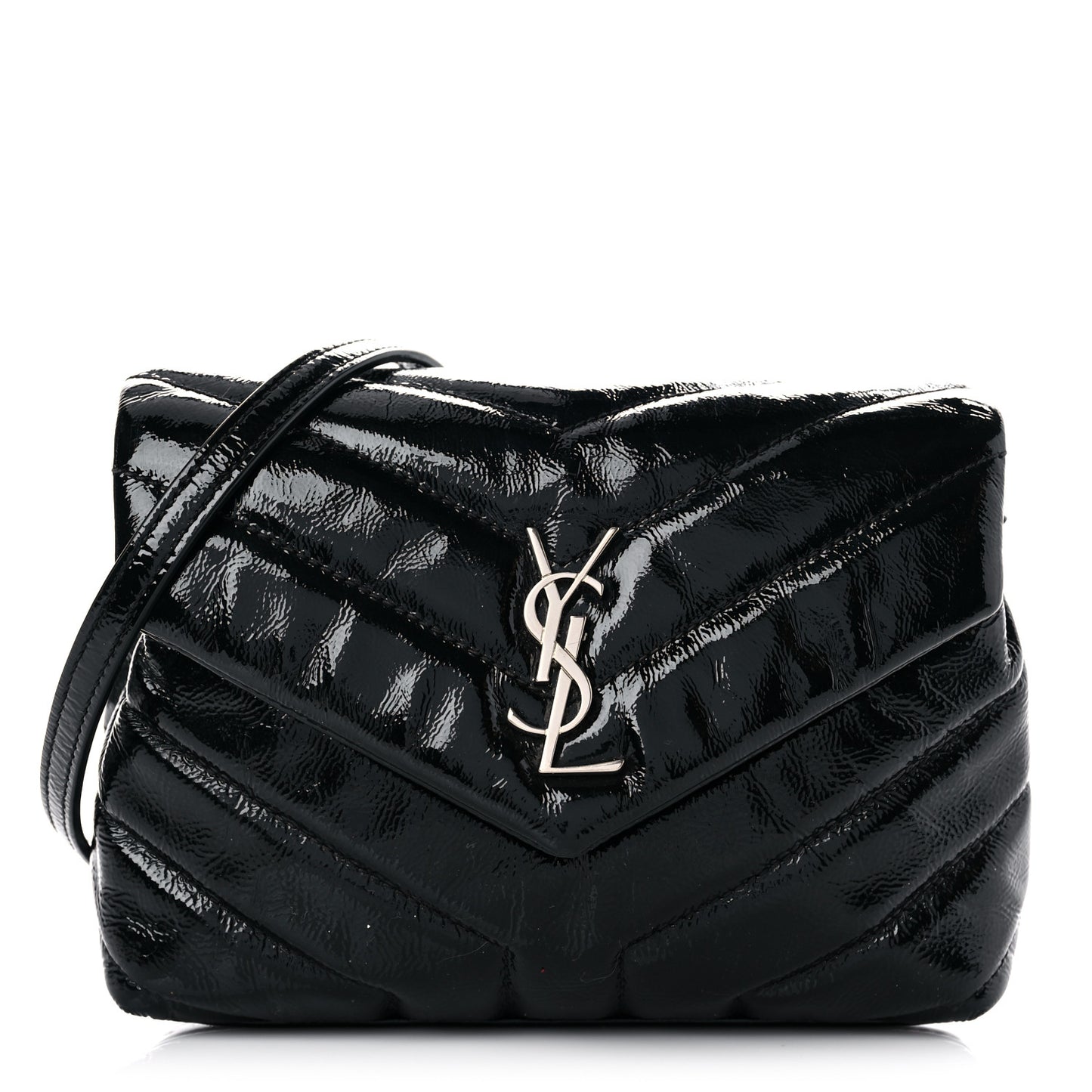 Patent Y Quilted Monogram Toy Loulou Crossbody Bag Black