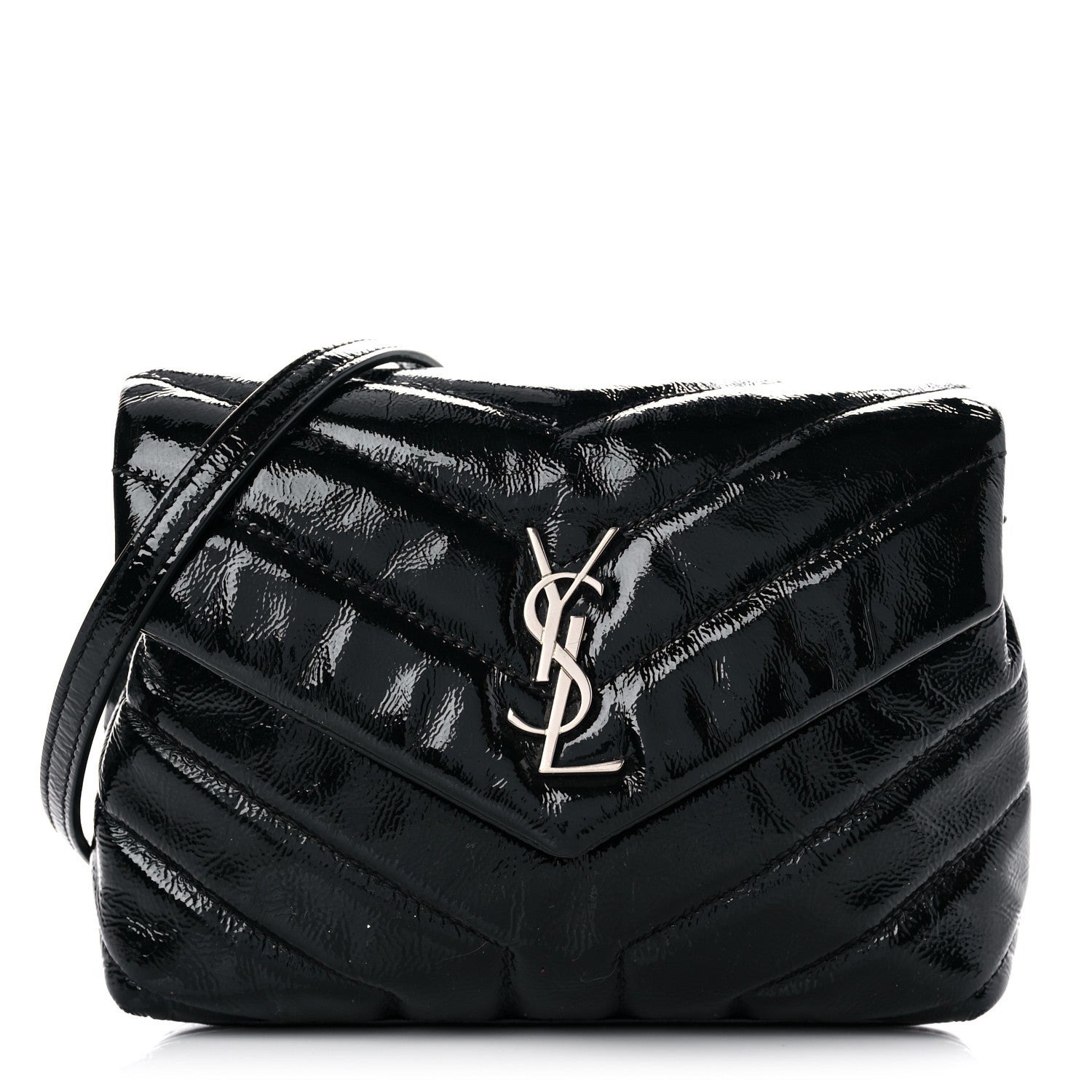 Saint Laurent Patent Y Quilted Monogram Toy Loulou Crossbody Bag Black 1 of 13