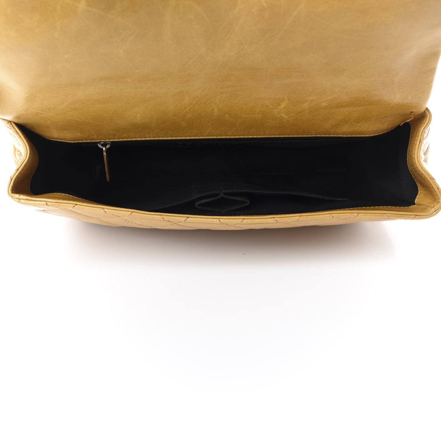 Glazed Calfskin Castle Rock Medium Flap Yellow