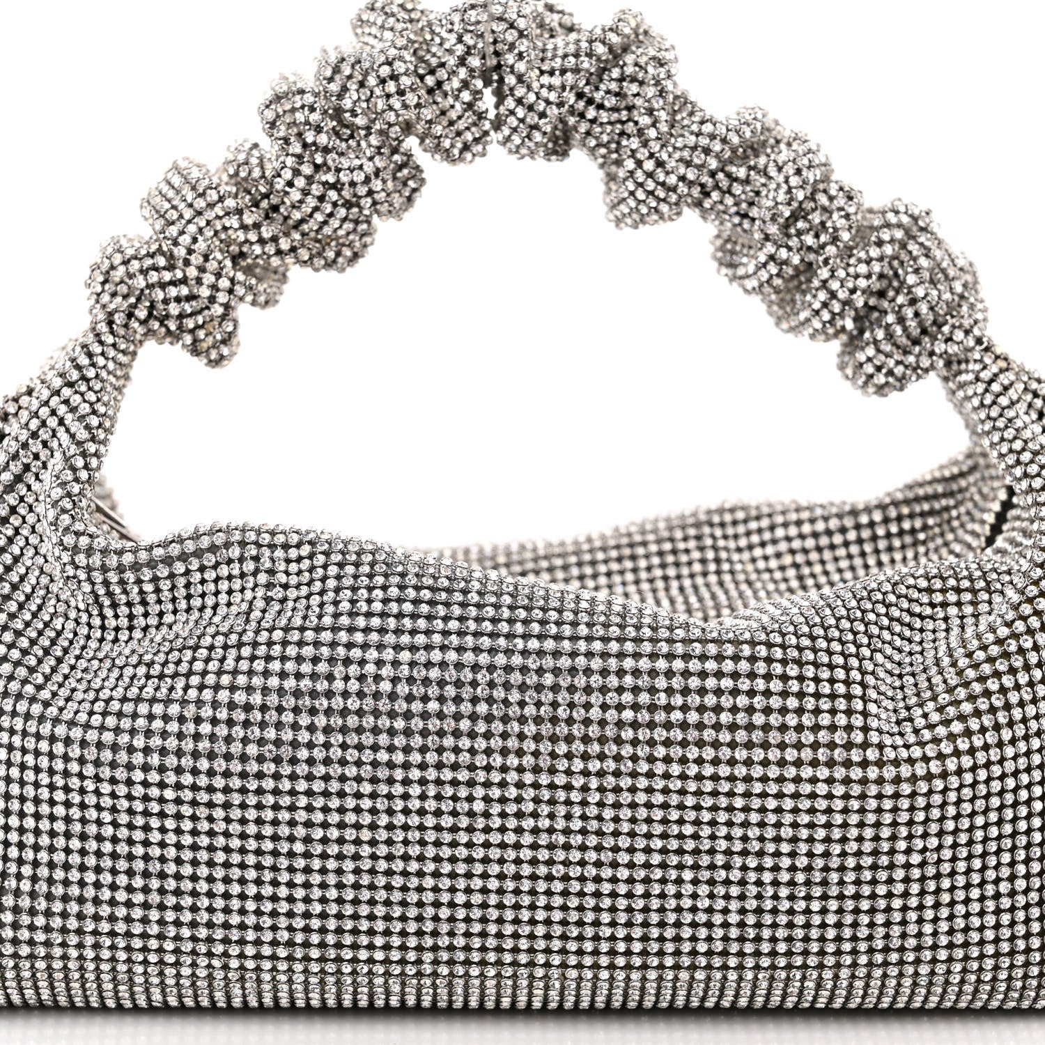 Alexander Wang Mesh Crystal Rhinestone Mini Scrunchie Clutch Black Silver 7 of 10