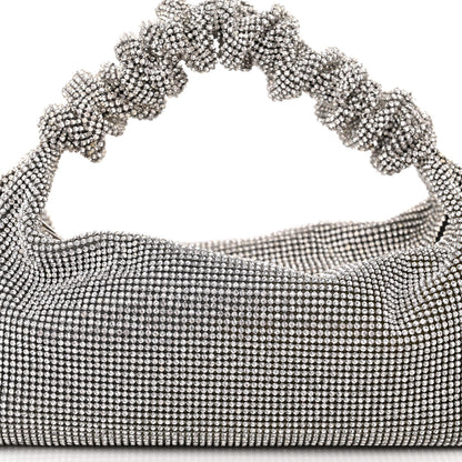 Alexander Wang Mesh Crystal Rhinestone Mini Scrunchie Clutch Black Silver 7 of 10