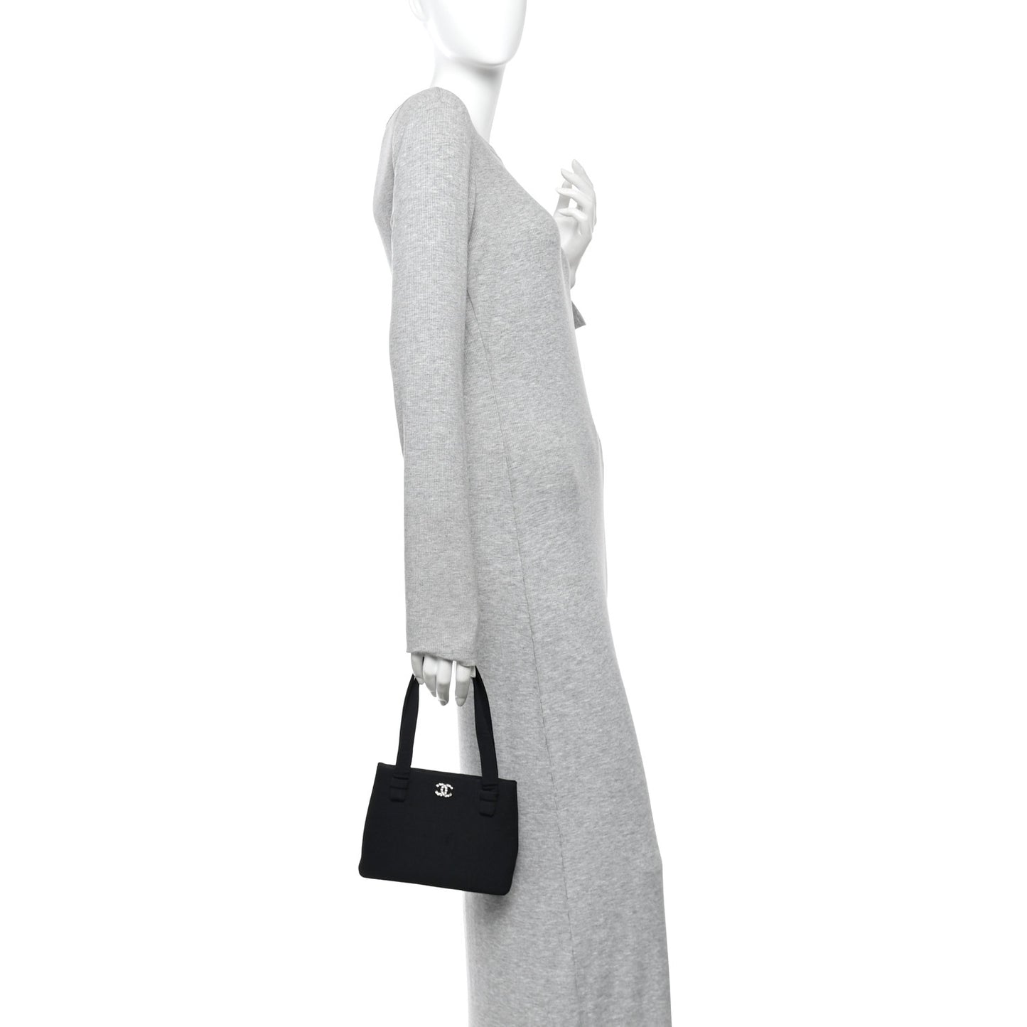 Grosgrain Crystal CC Evening Bag Black