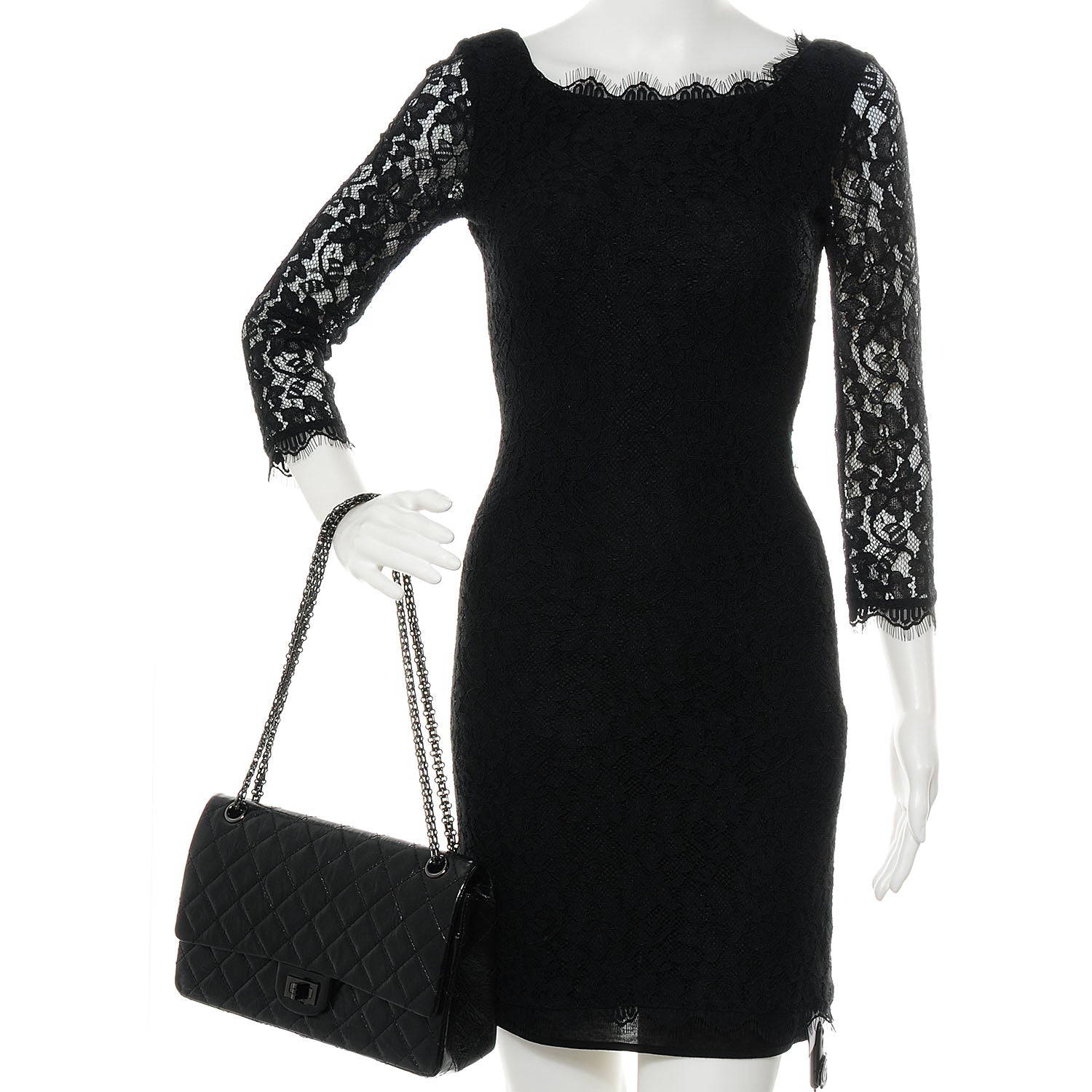 Chanel Glazed Calfskin 2.55 Reissue 226 Black Flap 2 of 10