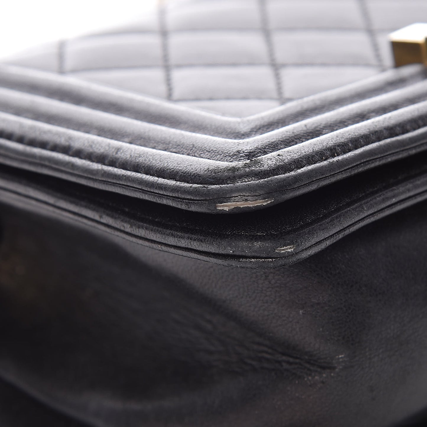 Lambskin Quilted Small Boy Flap Black