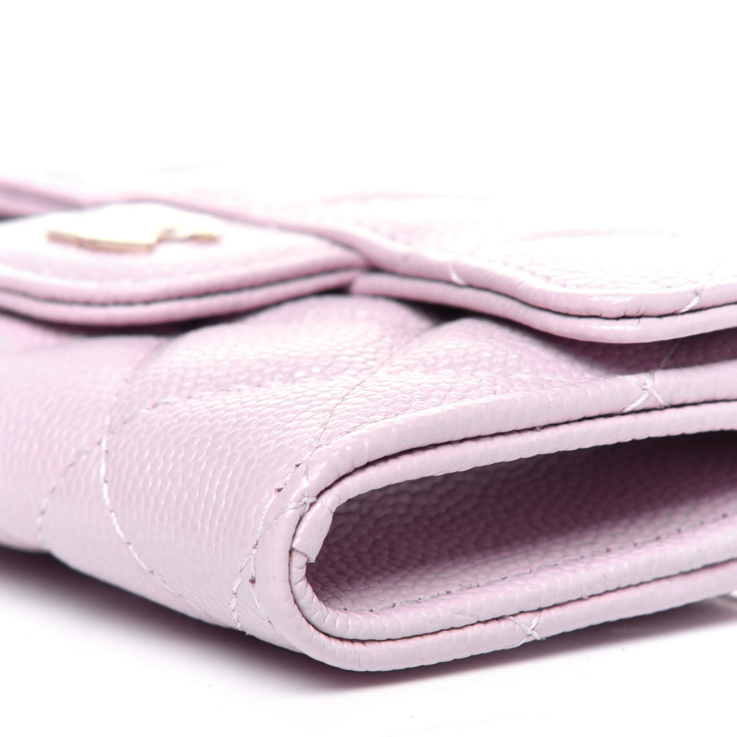 Caviar Quilted Flap Card Holder Wallet Light Pink