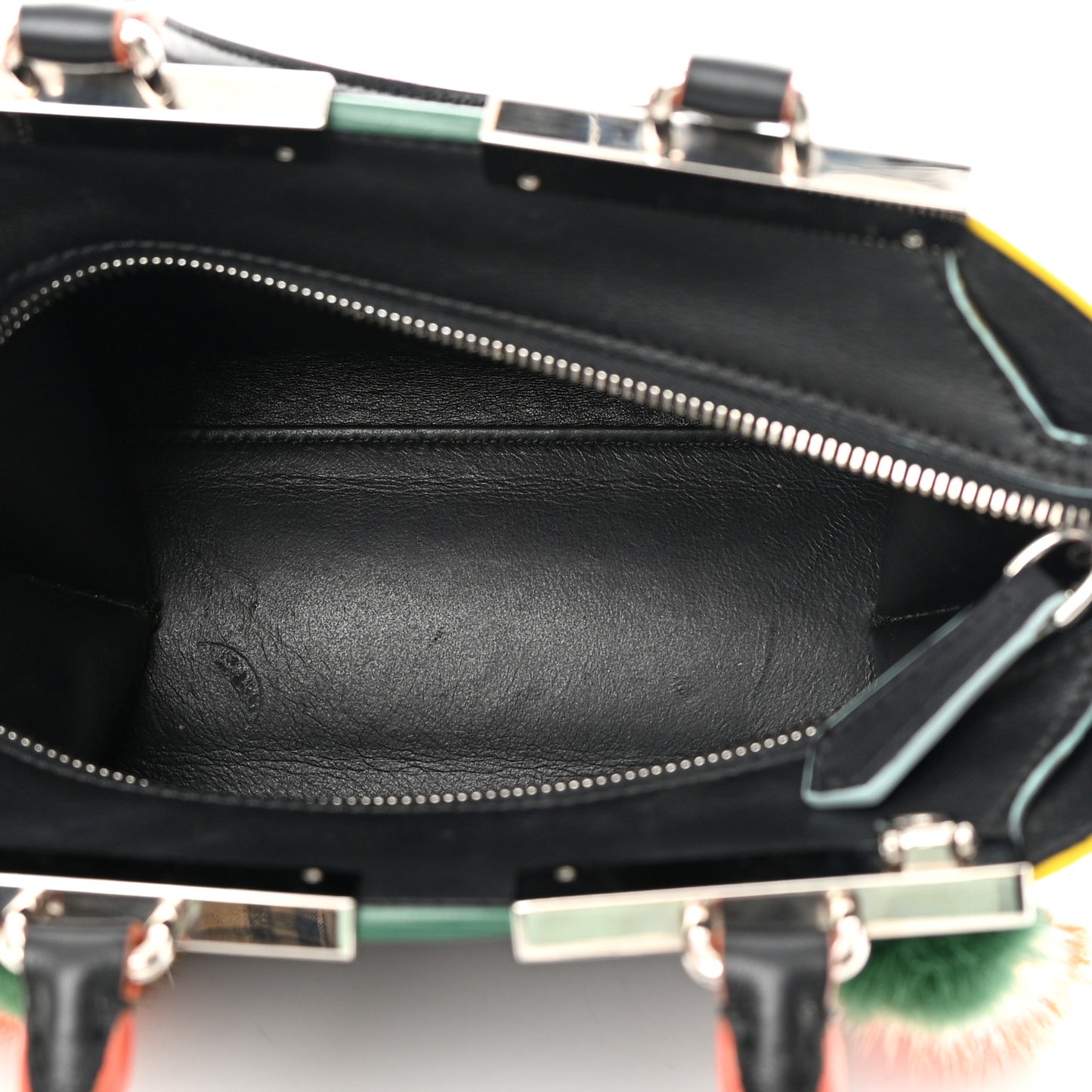 Vitello Dolce Mink Fur Pom Pom Mini 3jours Tote Black Multicolor