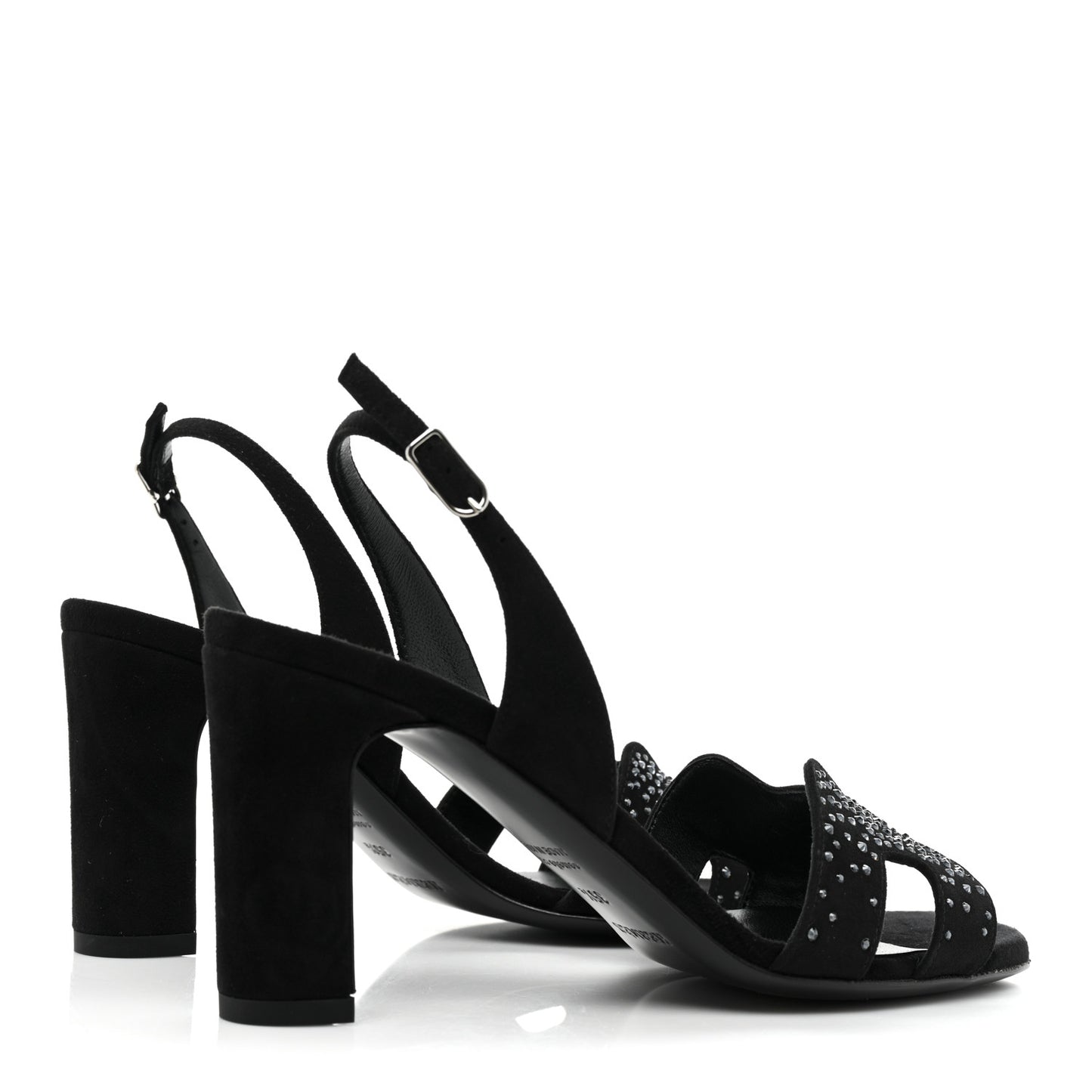 Suede Goatskin Crystal Eternite 80 Sandal 35.5 Black