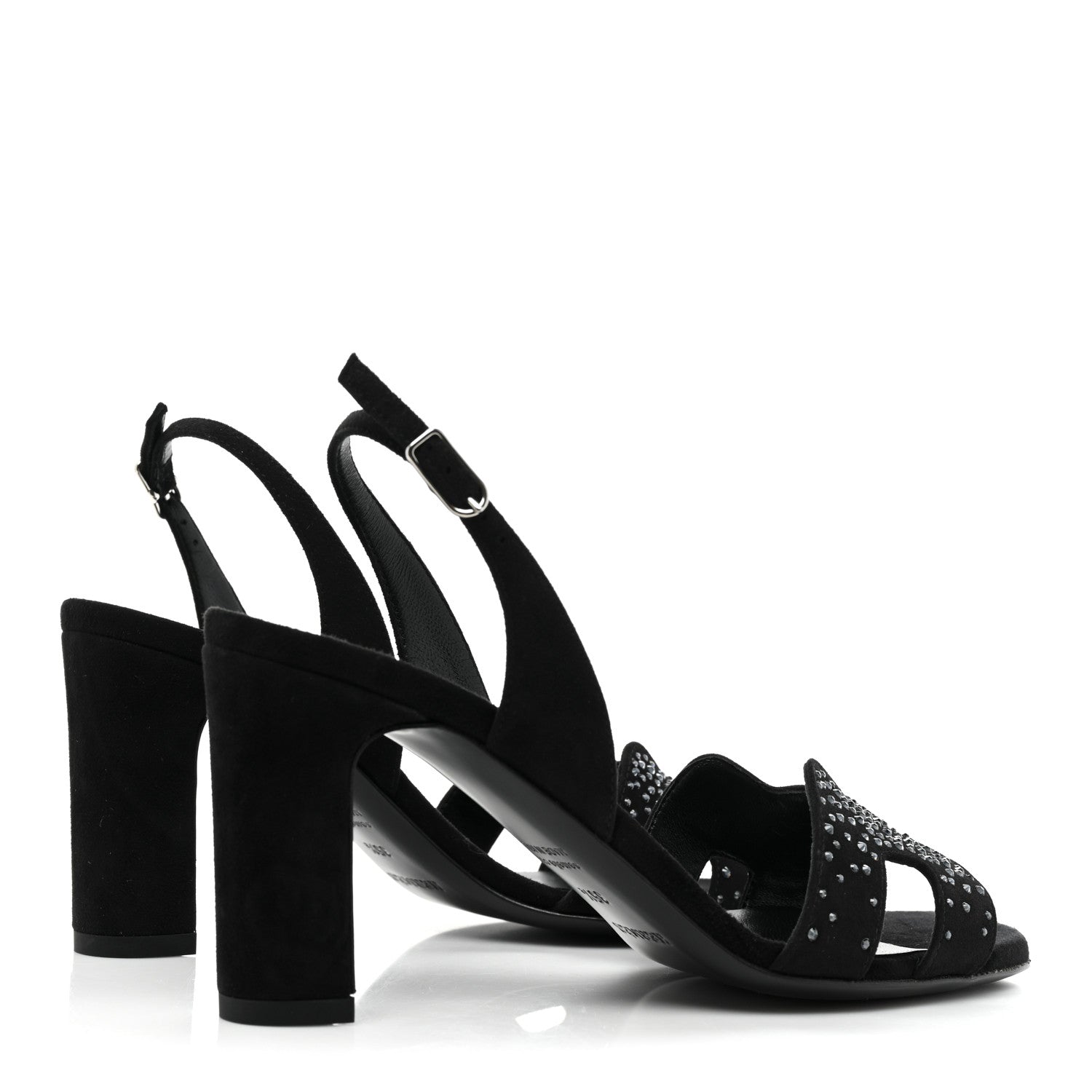 Hermes Suede Goatskin Crystal Eternite 80 Sandal 35.5 Black 4 of 8