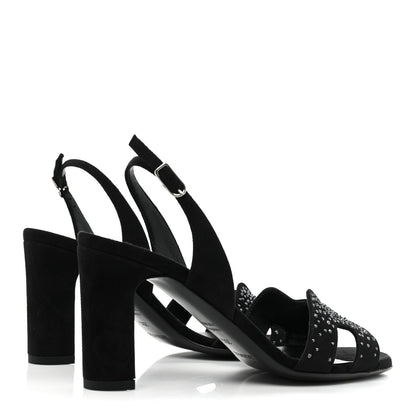 Hermes Suede Goatskin Crystal Eternite 80 Sandal 35.5 Black 4 of 8